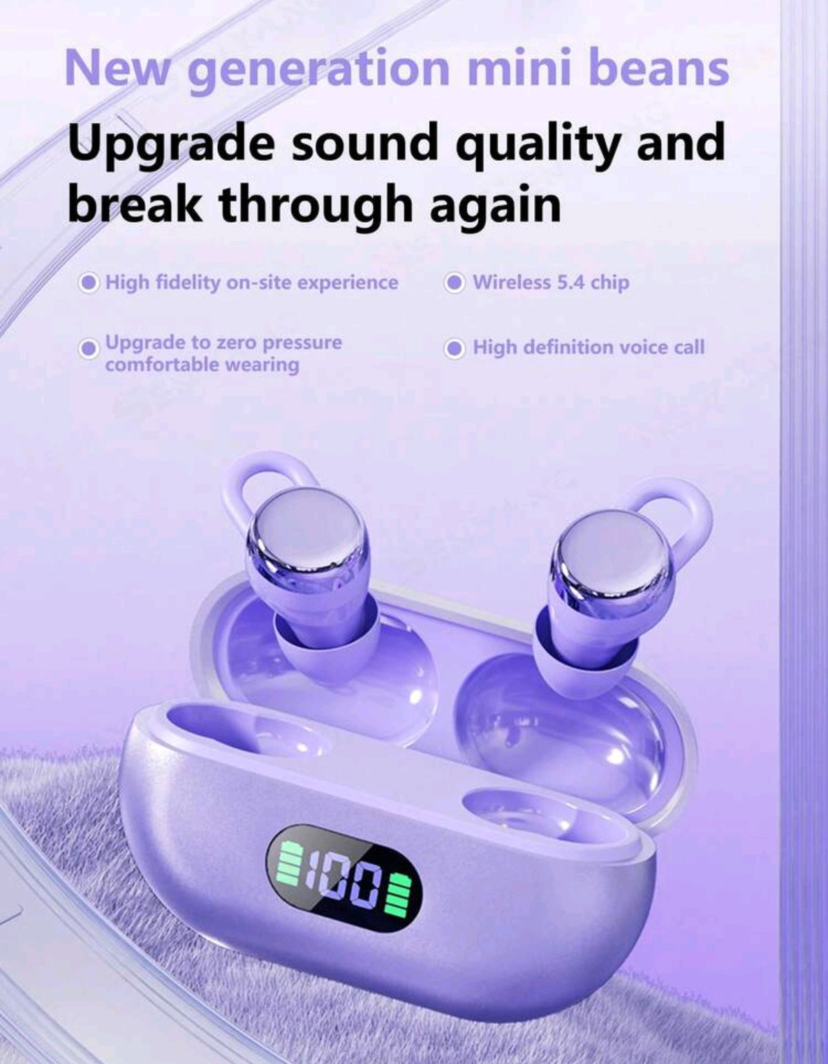Mini Beans Wireless Earbuds Bluetooth 5.4 | HD Stereo Sound | LED Digital Display