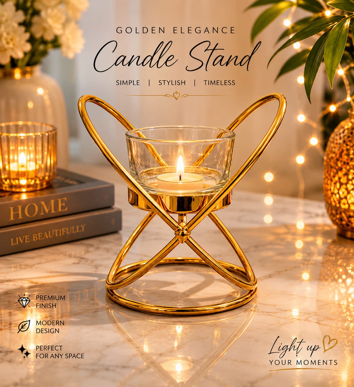 Elegant Black Metal Candle Holder
Decorative Home & Table Décor Stand (9×8×11 cm