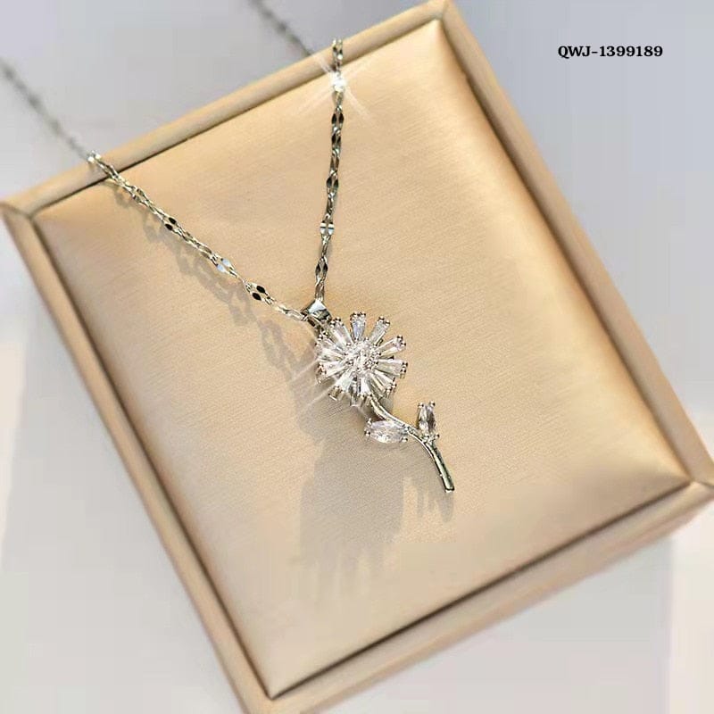 Golden Rotating Flower Pendant Necklace