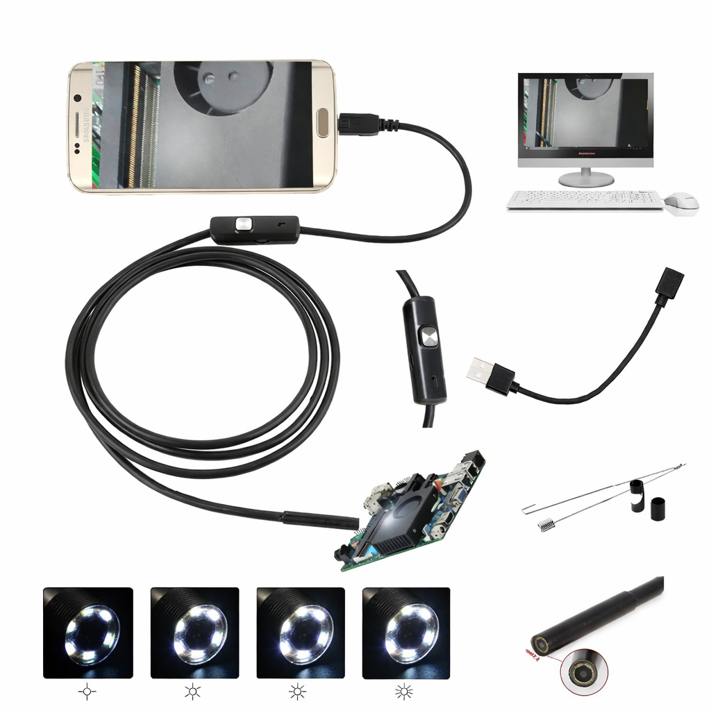 Flexible USB Borescope Camera with LED Lights