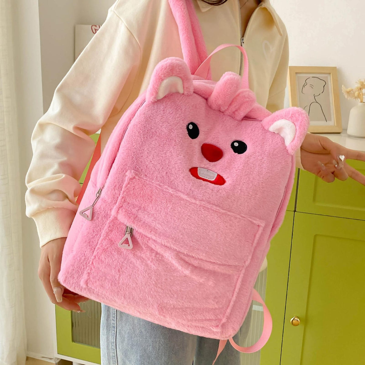 Cute Bunny Plush Backpack – Fluffy School Bag