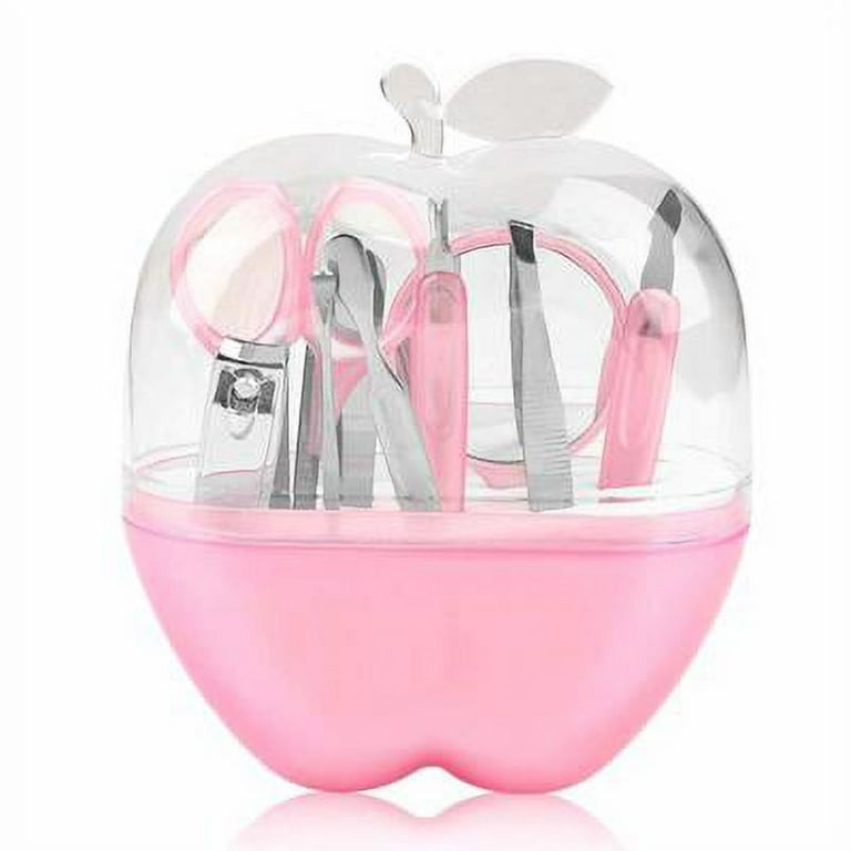 8 Pcs Apple Manicure Kit – Pink ABS Plastic Mani Pedi Set
