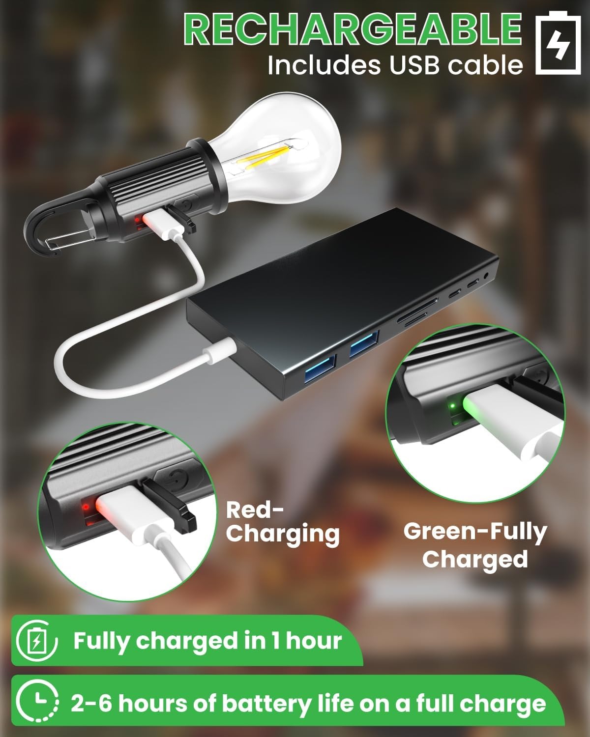 T01 LED Camping Bulb – Rechargeable Type-C