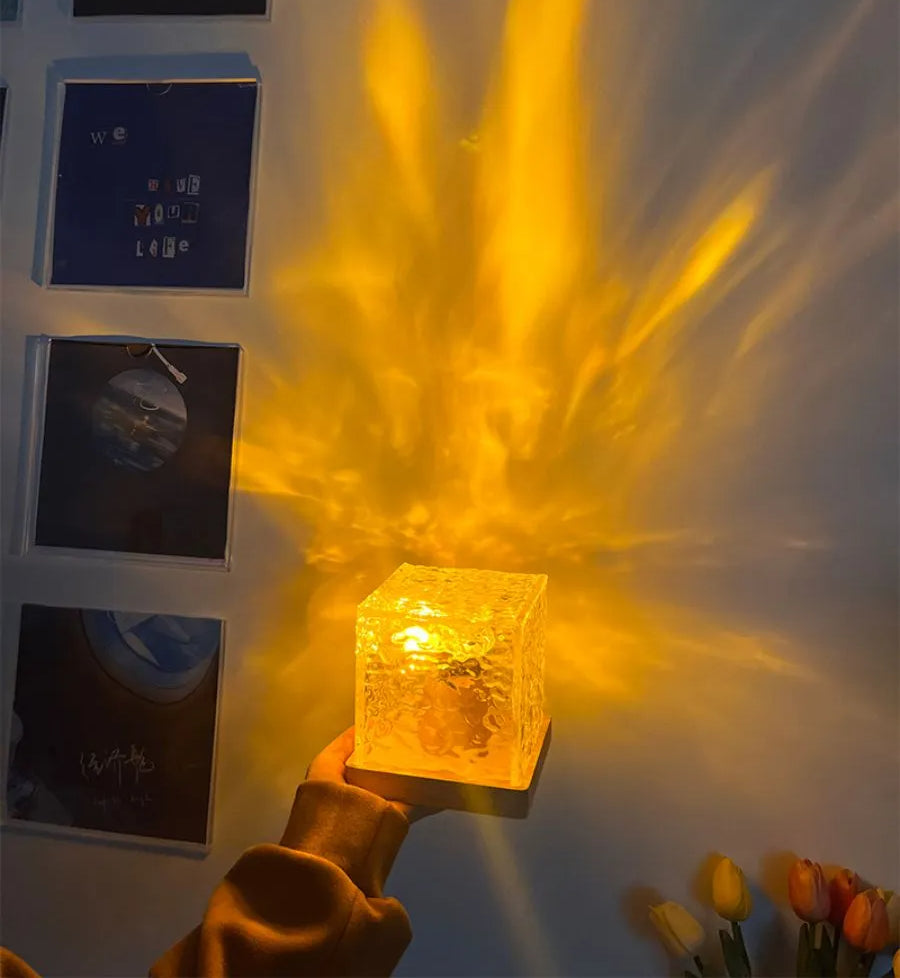 Rotating Water Ripple Crystal Lamp – 12 Colors