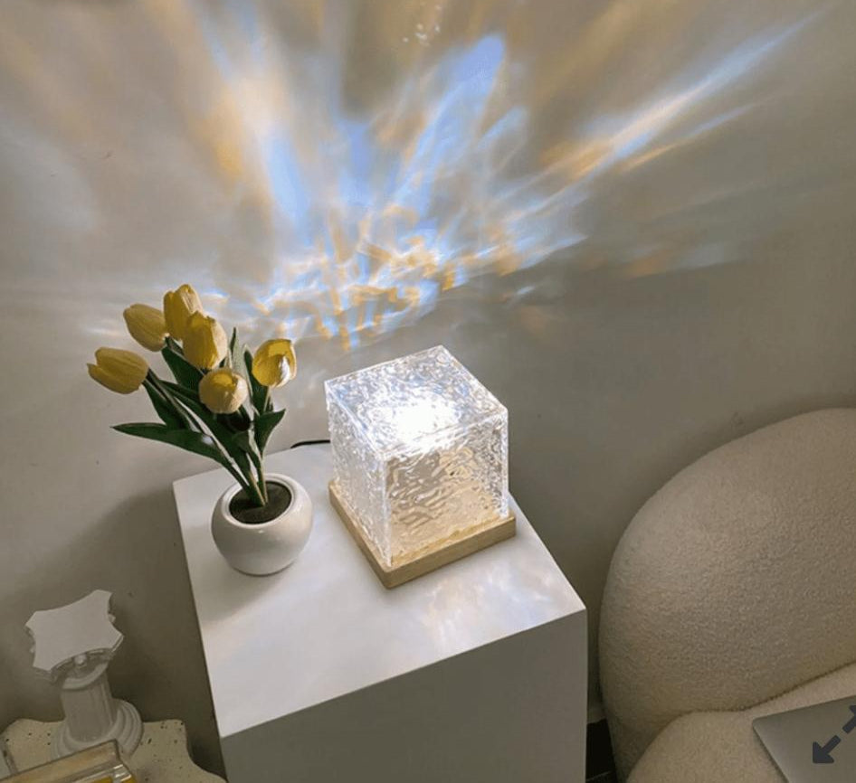 Rotating Water Ripple Crystal Lamp – 12 Colors