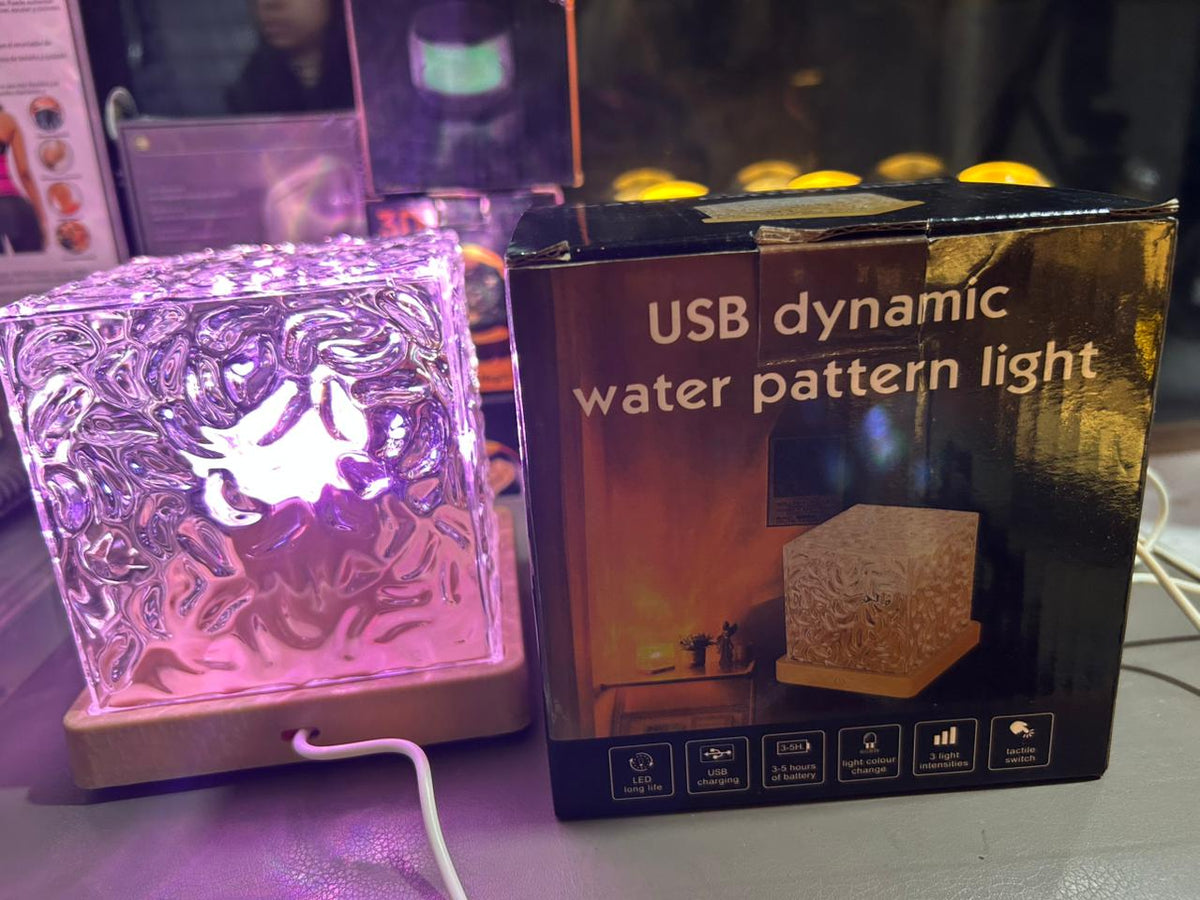 Rotating Water Ripple Crystal Lamp – 12 Colors