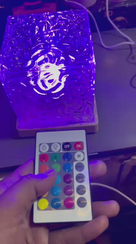 Rotating Water Ripple Crystal Lamp – 12 Colors